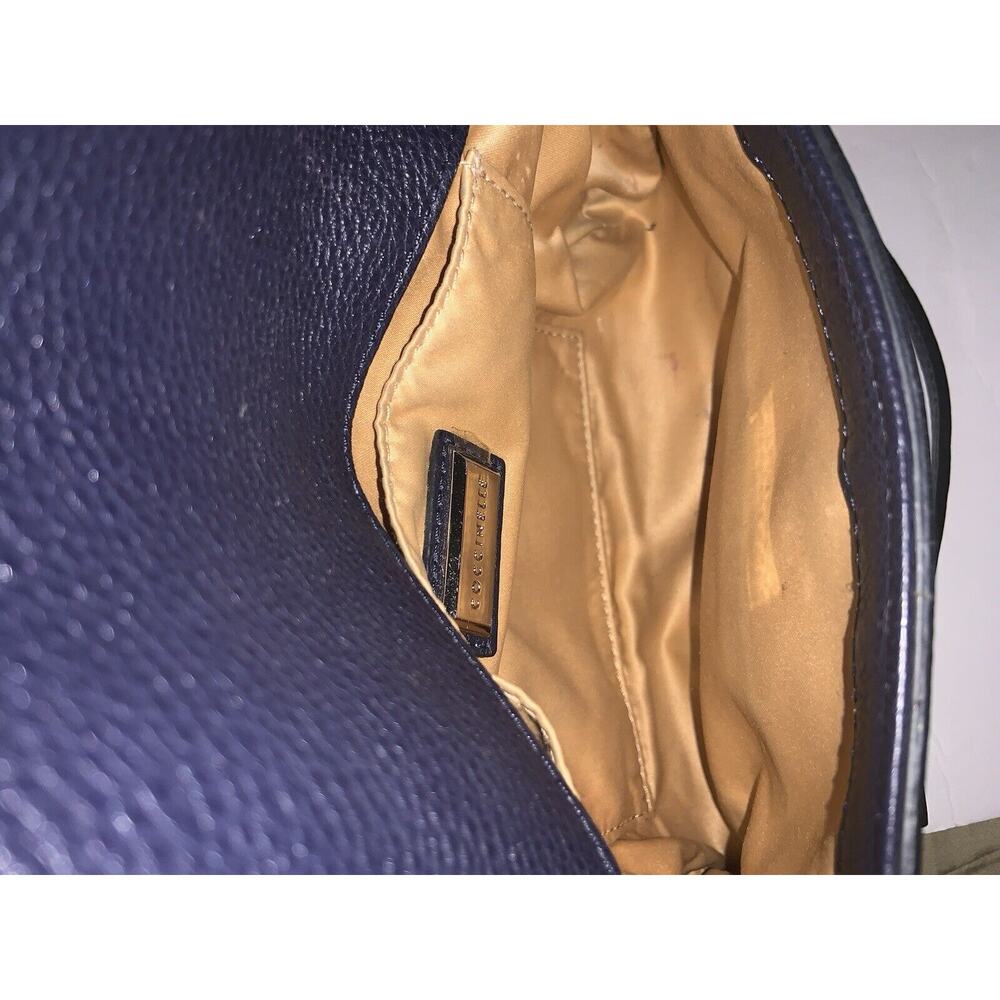 COCCINELLE Blue Pebbled Leather Gold Hardware Crossbody Flap Bag - Picture 7 of 7